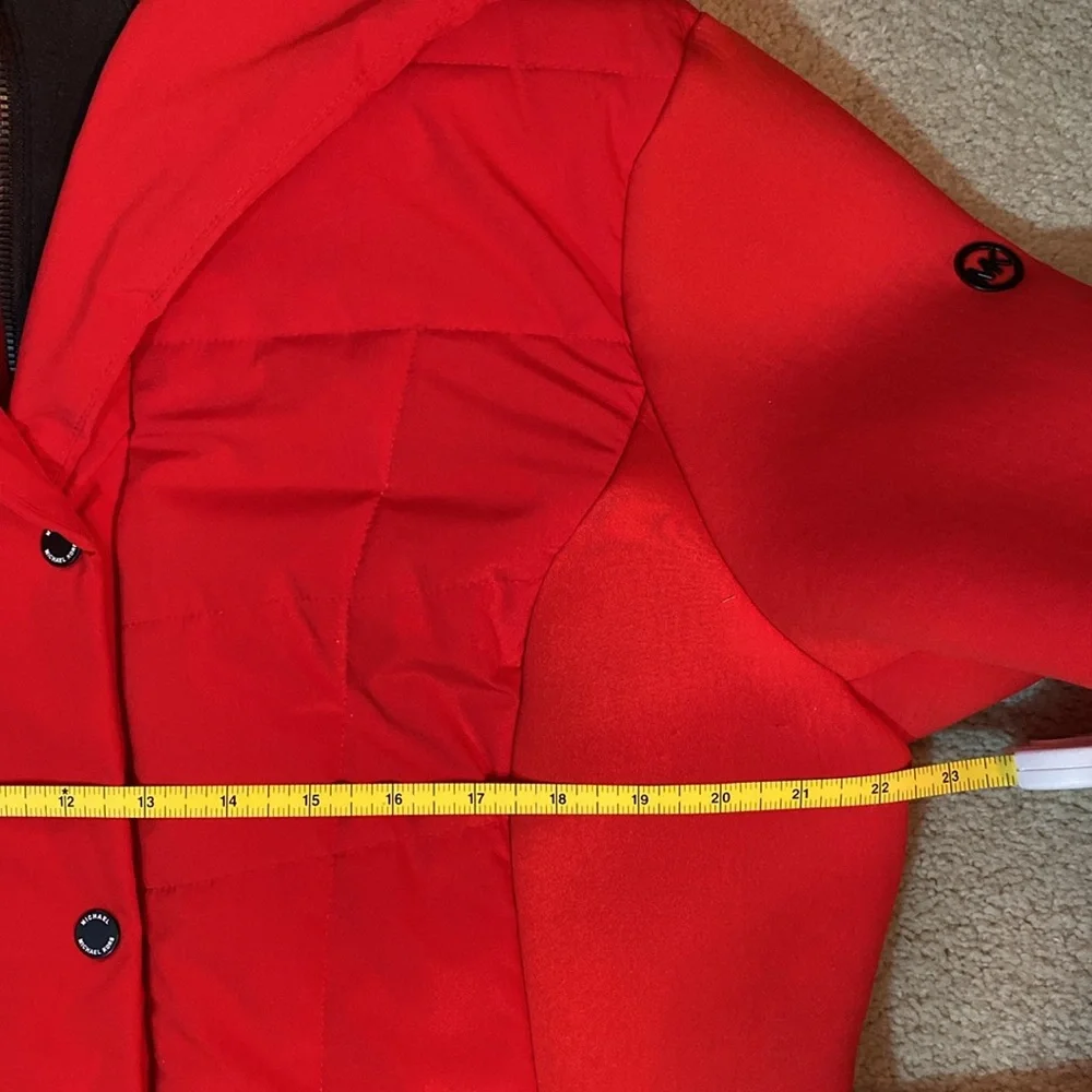 🔥 Michael Kors XL Red 🔥 Belted Winter Coat Jacket Hood - Picture 11 of 16